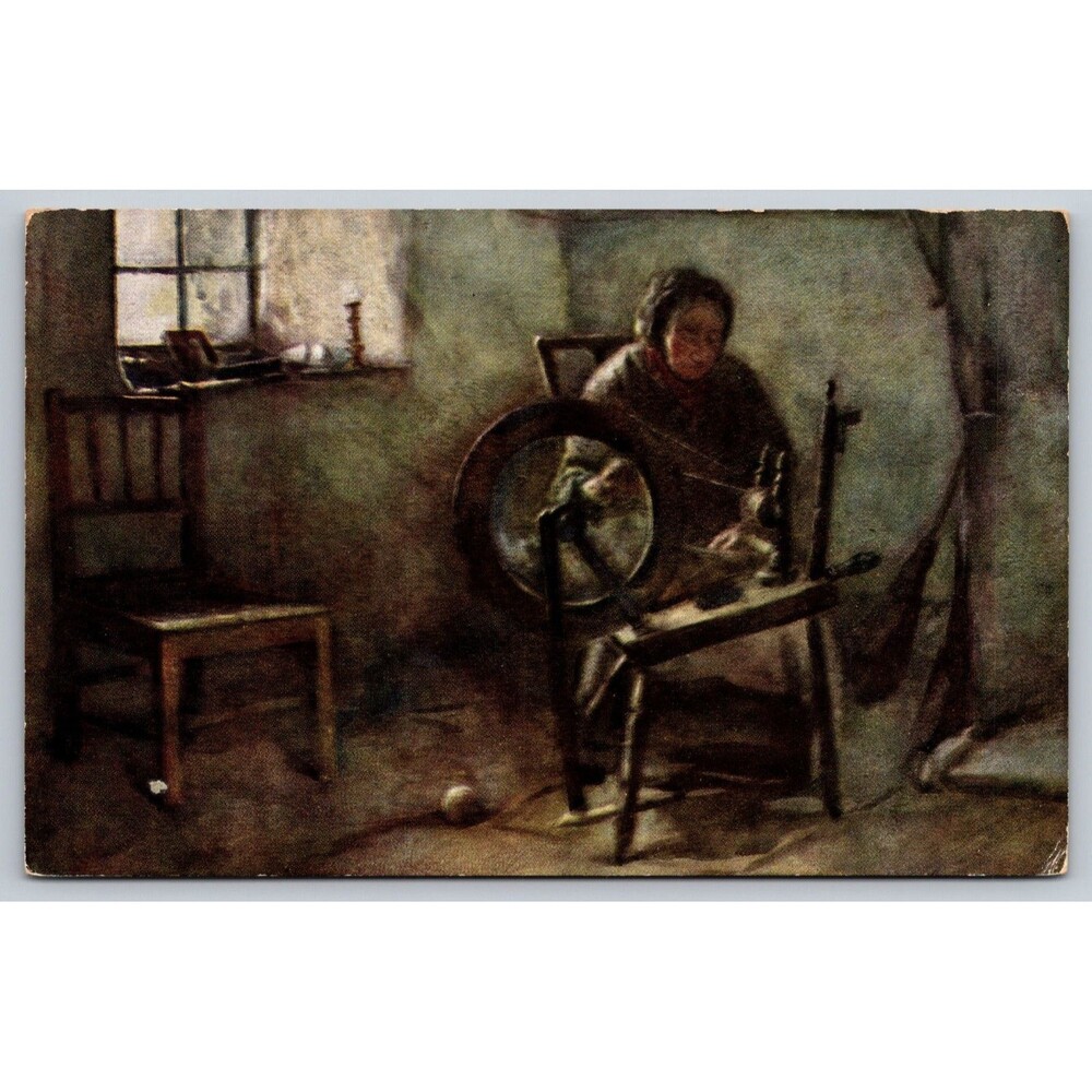 Antique Postcard Tuck Oilette 9271 The Spinning Wheel HJ Dobson Scottish Life